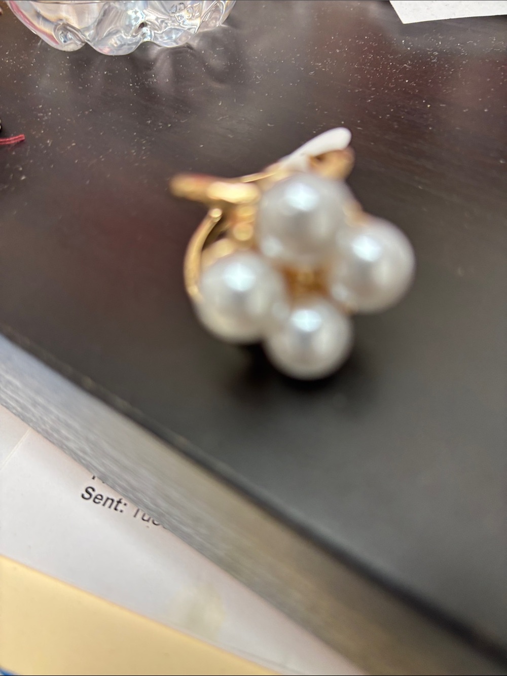 14K Gold Pearl Cluster Statement Ring - White Pearls -sz8 -NWOT